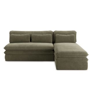 Canapé D'angle Convertible Et Réversible Noma 4 Places Velours Côtelé Vert