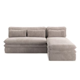 Canapé D'angle Convertible Et Réversible Noma 4 Places Velours Côtelé Taupe