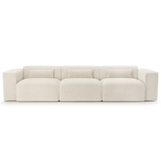 Canapé Droit Fixe Nuna 4/5 Places Velours Côtelé Beige