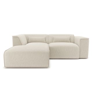 Canapé D'angle Gauche Fixe Nuna 4 Places Velours Côtelé Beige