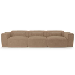 Canapé Droit Fixe Nuna 4/5 Places Velours Côtelé Marron