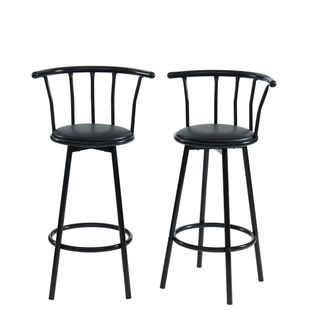 Lot 2 Tabourets De Bar Bistrot De Couleur Noir Avec Assise En Pu Noir