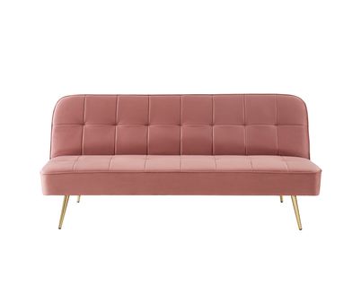 Banquette Aroma En Velours Vieux Rose 3 Places Convertible