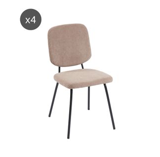 Lot De 4 Chaises Suzie Velours Côtelé Taupe