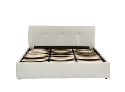 Lit Coffre Seguro Simili Blanc 180x200 Sommier Inclus