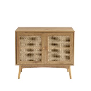 Buffet Ines Effet Chêne Et Cannage Rotin L90cm