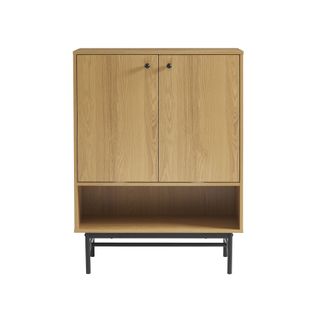 Meuble à Chaussures James Effet Chêne Pieds Métal Noir 80cm