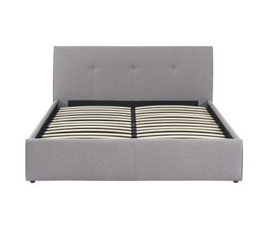 Lit Coffre Seguro Tissu Gris Chiné 140x190 Sommier Inclus