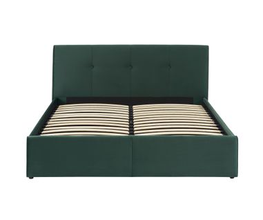 Lit Coffre Seguro Velours Vert Forêt 160x200 Sommier Inclus