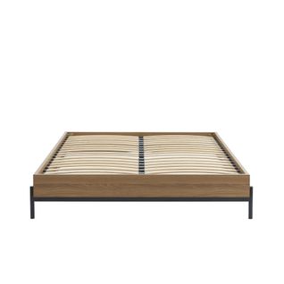 Cadre De Lit Geoma Effet Chêne Foncé 160x200 Sommier Inclus