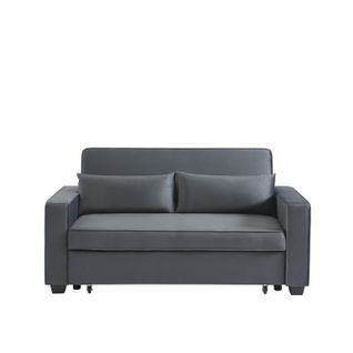 Canapé Droit Lena Convertible Velours Gris 3 Places