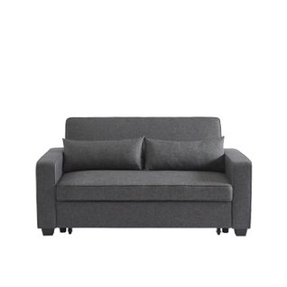 Canapé Droit Lena Convertible Tissu Gris 3 Places