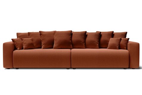 Canapé Droit XL Lea Convertible Velours Côtelé Terracotta 5 Places