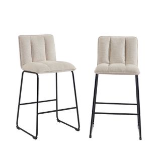 Lot De 2 Tabourets Isola Tissu Crème H75cm