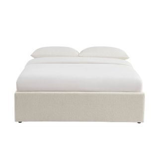 Lit Coffre Marcy Tissu Chenille Beige 140x190 Sommier Inclus