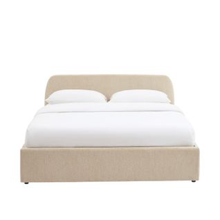 Lit Coffre Gela Tissu Chenille Grege 160x200 Sommier Inclus