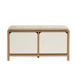 Banc à Chaussures Kilda Effet Chêne Et Portes Blanches