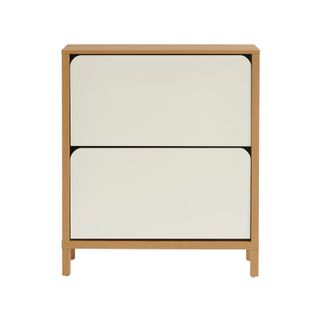 Meuble à Chaussures Kilda Effet Chêne Et Portes Blanches