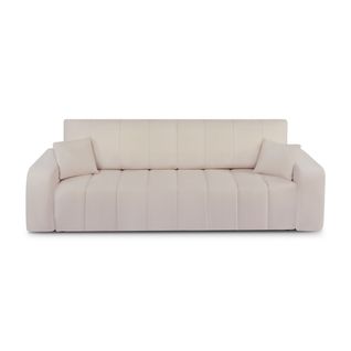 Canapé Droit Convertible Belem 3 Places Tissu Chenille Grège