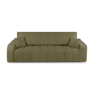 Canapé Droit Convertible Belem 3 Places Tissu Chenille Vert