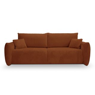 Canapé Droit Convertible Gloria 3 Places Velours Côtelé Terracotta