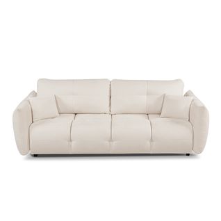 Canapé Droit Convertible Como 3 Places Tissu Chenille Écru