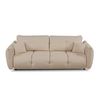 Canapé Droit Convertible Como 3 Places Tissu Chenille Grège