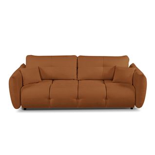 Canapé Droit Convertible Como 3 Places Tissu Chenille Cognac