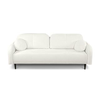 Canapé Droit Convertible Rotondo 3 Places Tissu Bouclette Écru