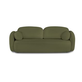 Canapé Droit Convertible Carlotta 3 Places Tissu Chenille Vert Kaki