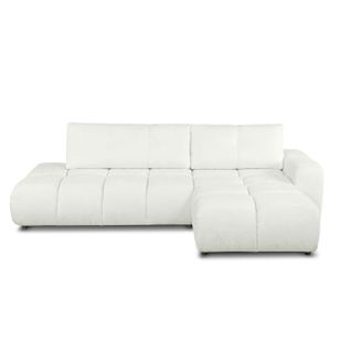Canapé D'angle Droit Convertible Sorella 4 Places Tissu Chenille Écru