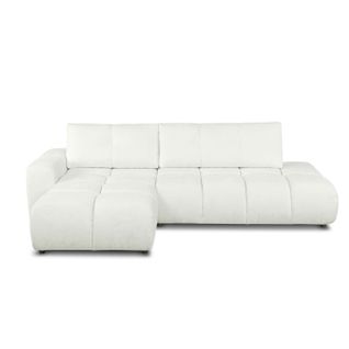 Canapé D'angle Gauche Convertible Sorella 4 Places Tissu Chenille Écru