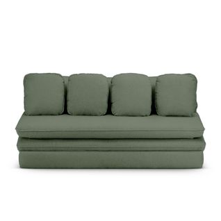 Banquette Convertible Noma 3 Places Tissu Bouclette Vert Kaki