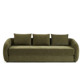 Canapé Droit Paz Déplimousse 3 Places Tissu Chenille Vert