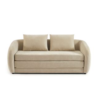 Canapé Droit Paz Déplimousse 2 Places Tissu Chenille Beige