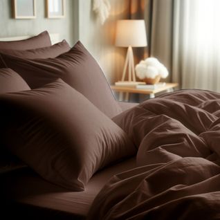 Taie D'oreiller Coton Tertio®  Chocolat - 63 X 63 cm Avec Volant