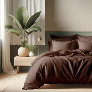 Housse de couette coton TERTIO® Chocolat - 240 X 220 cm