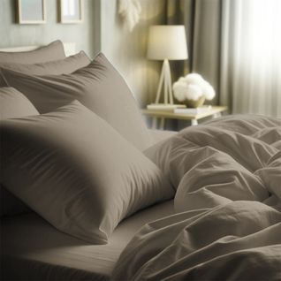 Taie D'oreiller Polycoton Tertio® Taupe - 63 X 63 cm Sans Volant