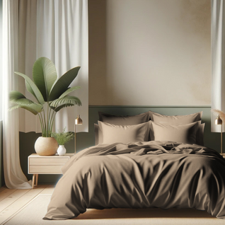 Drap Plat Coton Taupe - 180 X 290 cm