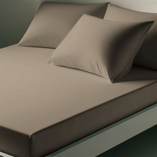 Drap-housse polycoton Taupe - 90 X 200 cm