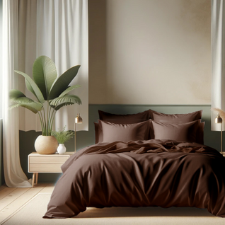 Drap Plat Coton Chocolat - 240 X 300 cm