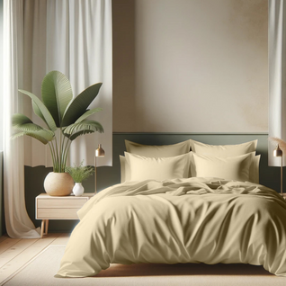 Drap Plat Coton Beige Ficelle - 270 X 300 cm