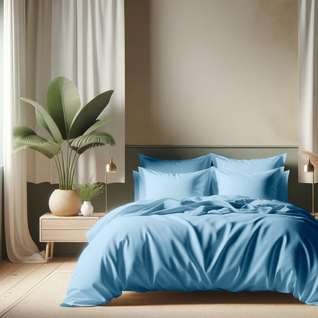 Drap Plat Coton Bleu Lagon - 180 X 290 cm