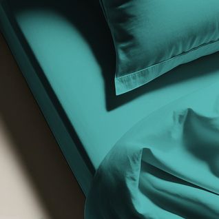 Drap Plat Coton Vert Émeraude - 180 X 290 cm