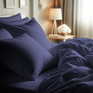 Taie D'oreiller Percale Coton Tertio® Bleu - 63 X 63 cm Avec Volant