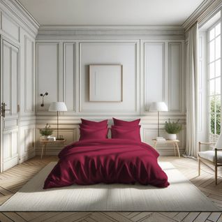 Housse De Couette Percale Coton Tertio® Bordeaux - 240 X 220 cm