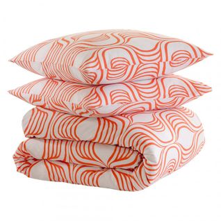 Parure De Lit Polycoton Grégor - Orange/blanc - 140 X 200