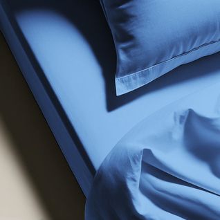 Drap Plat Coton Bleu Azur - 180 X 290 cm