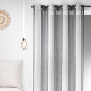 Voilage En Etamine à Rayures Verticales Larges - 150x260 Cm - Gris Clair