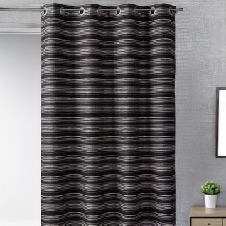 Rideau D'ameublement En Jacquard à Fines Rayures - 140x260 Cm - Noir